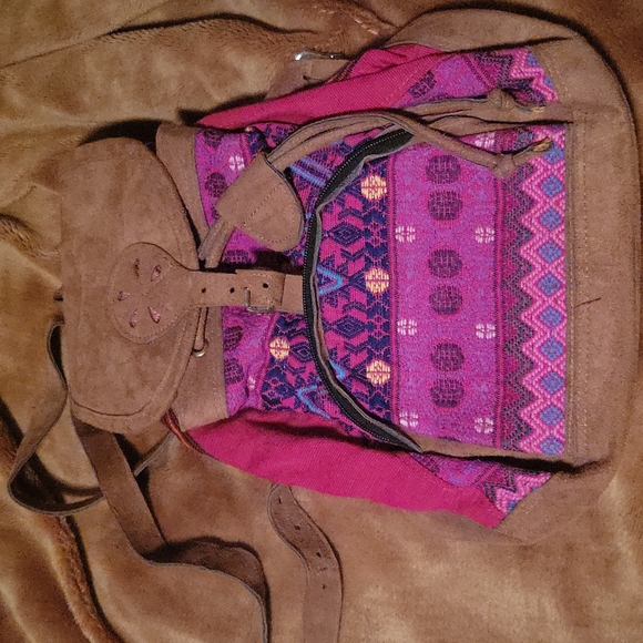 Bags Vintage Hippie Backpack With Leather Trim Poshmark